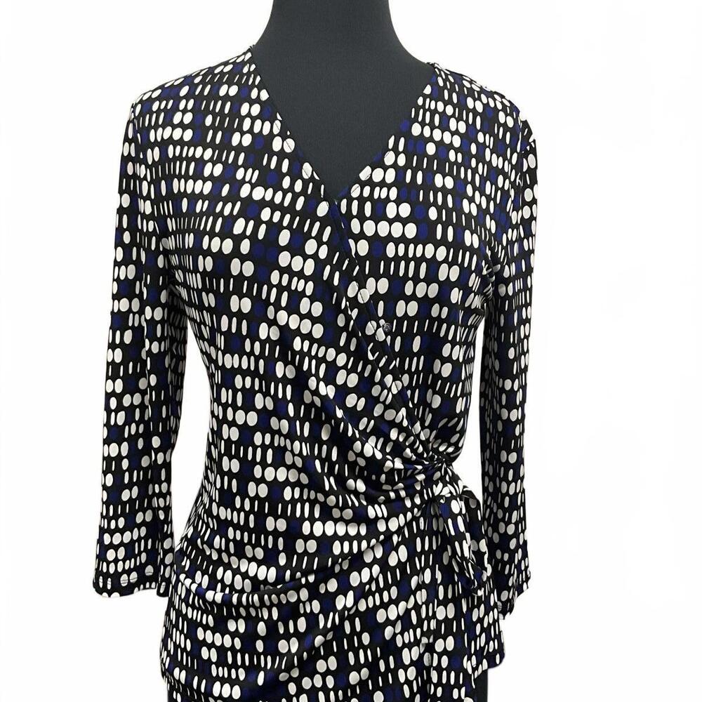 Wrap Front 3/4 Sleeve Knit Blouse M